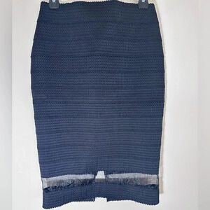 Express black pencil skirt mesh bottom business office work size Small